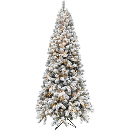 Fraser Hill Farm 6.5' Alaskan Flocked Christmas Tree - 8F Clr LED, EZ