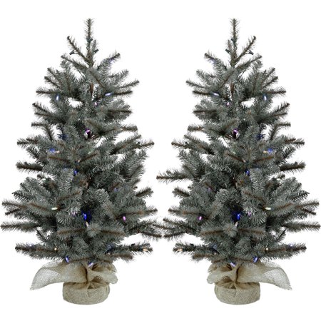 Fraser Hill Farm 2.0' Heritage Pine Tree-Mlti LED Lght(SET 2),BattNotInc