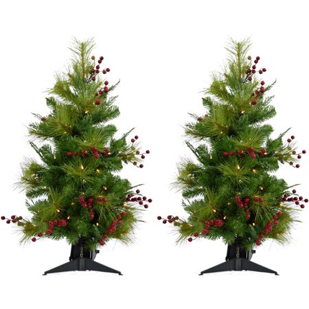 Fraser Hill Farm 2.0' Newberry Pine Tree-Clr LED Lght(SET 2)-BattNotInc