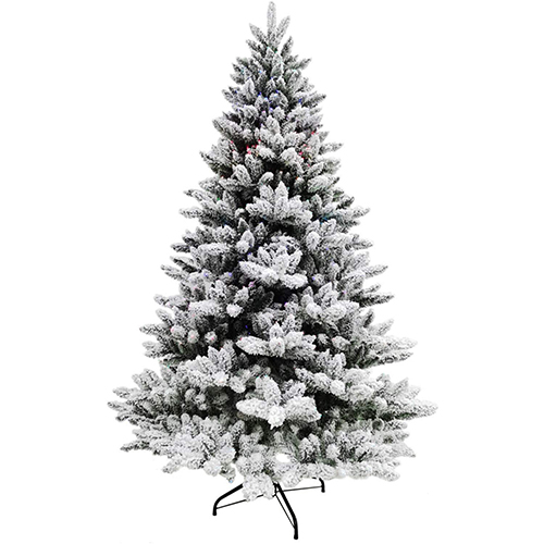 FHF 7.5' Flocked Tree w/ 21 Function LED Fiber Optic Dancing Light Show