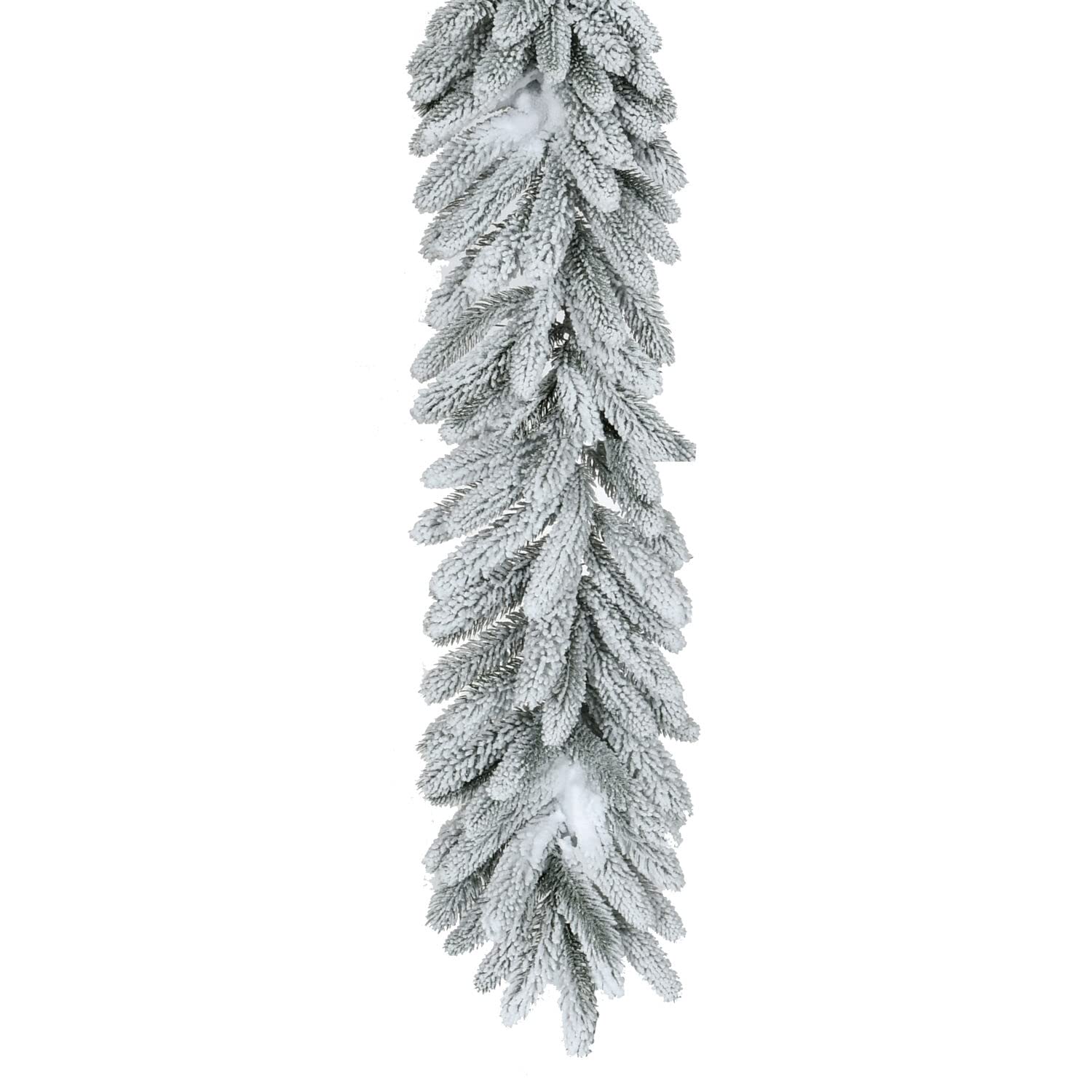 FHF 9-Ft Icy Frost Snow Flocked Garland, No Lights