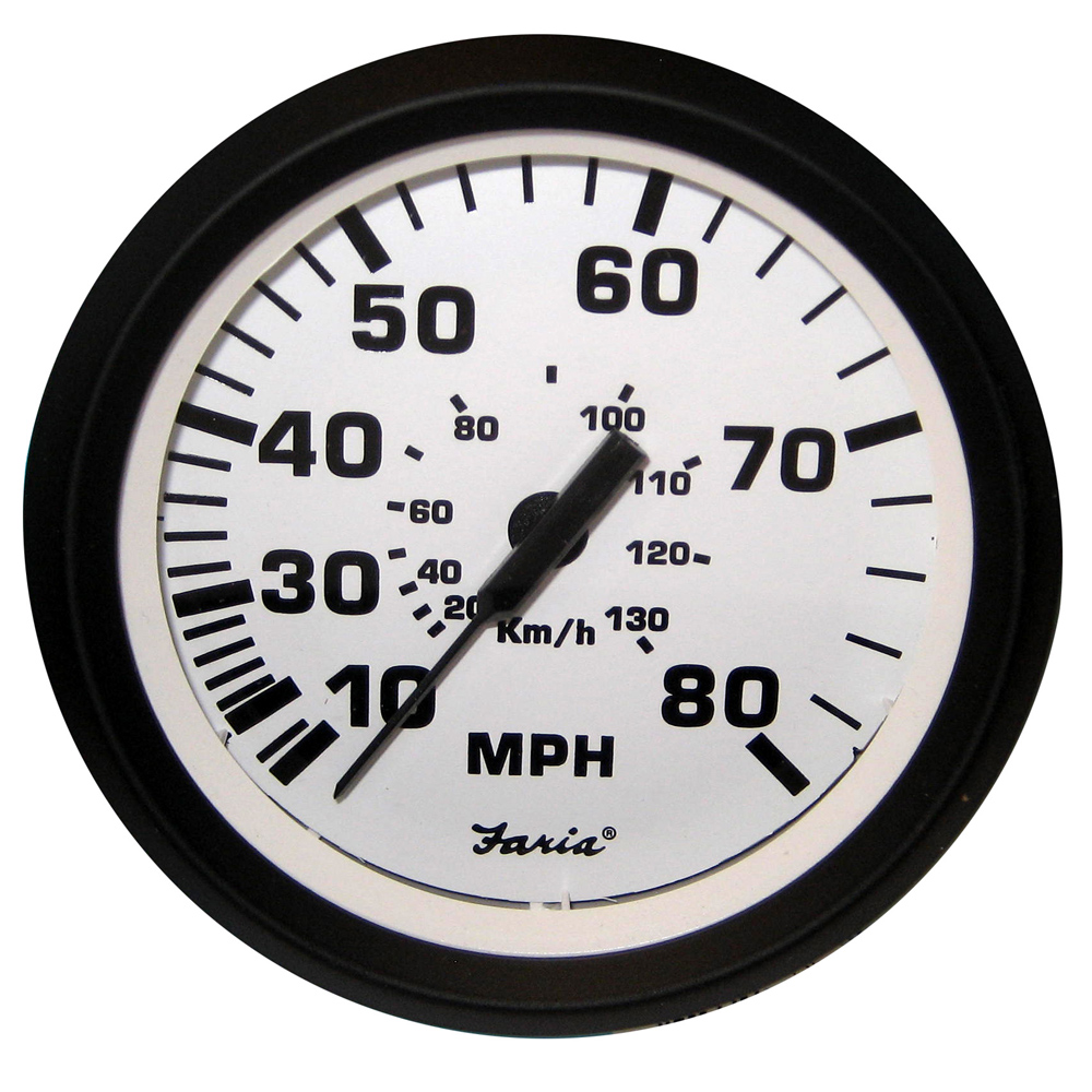 Faria Euro White 4" Speedometer - 80MPH (Mechanical)