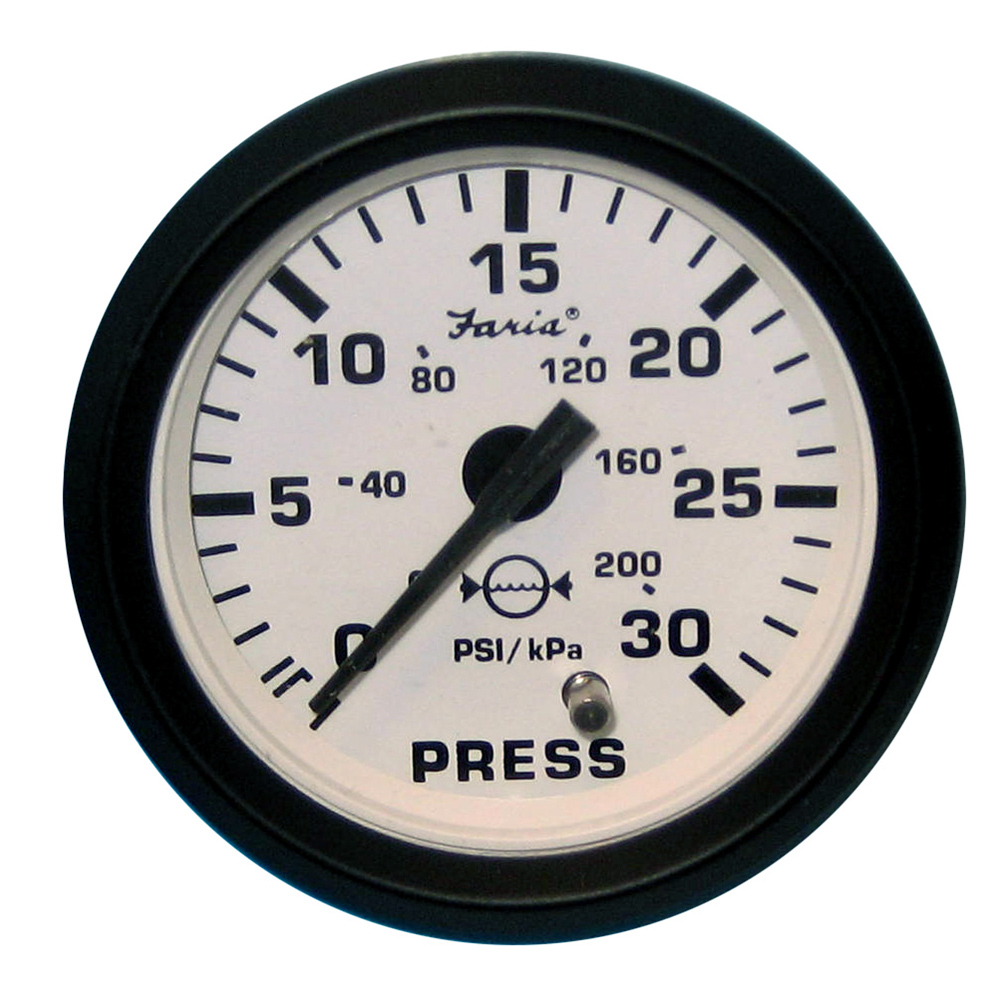 Faria Euro White 2" Water Pressure Gauge Kit - 30 PSI