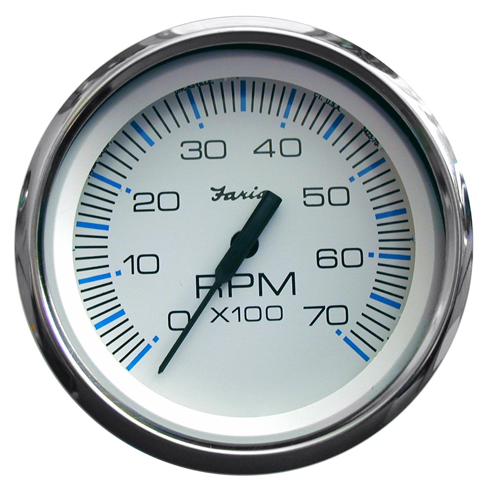 Faria Chesapeake White SS 4" Tachometer - 7,000 RPM (Gas - All Outboards)