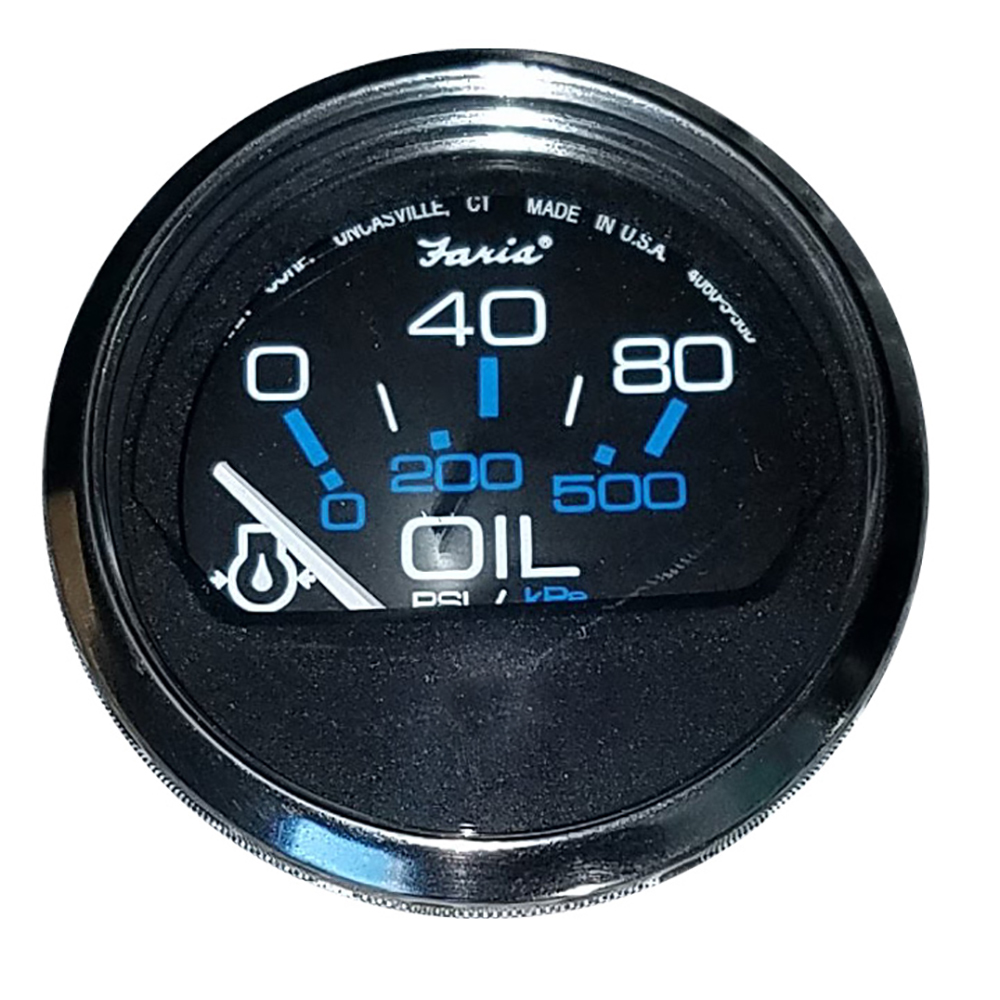 Faria Chesapeake Black SS 2" Oil Pressure Gauge - 80 PSI