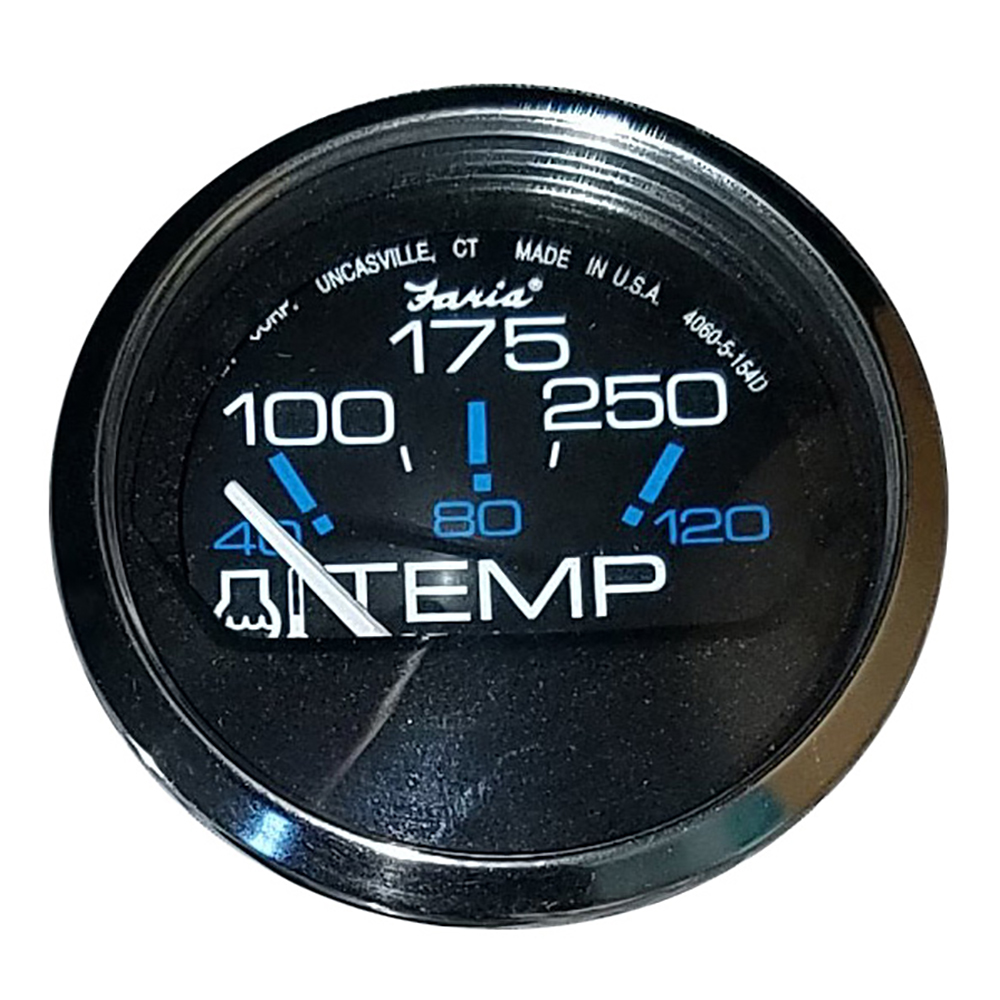 Faria Chesapeake Black SS 2" Water Temperature Gauge (100-250(o)F)