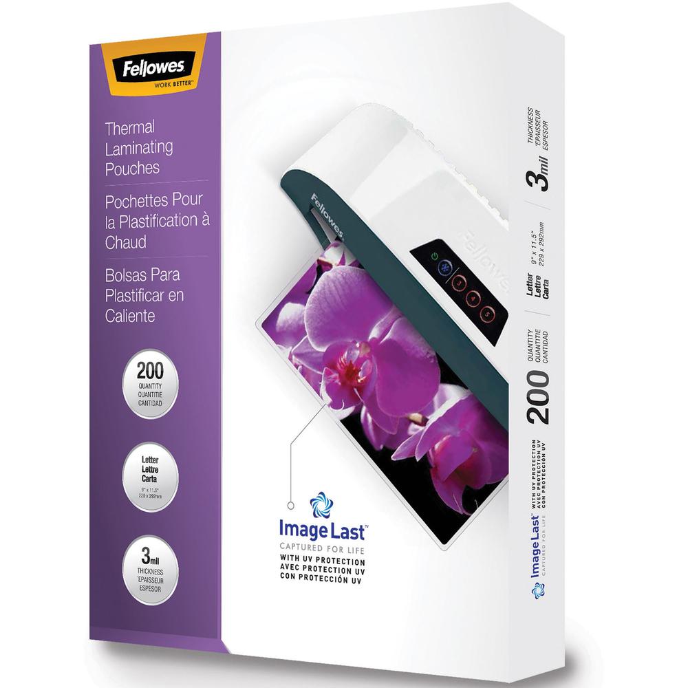 Fellowes ImageLast Jam-Free Thermal Laminating Pouches - Laminating Pouch/Sheet Size: 9" Width x 3 mil Thickness - UV Resistant