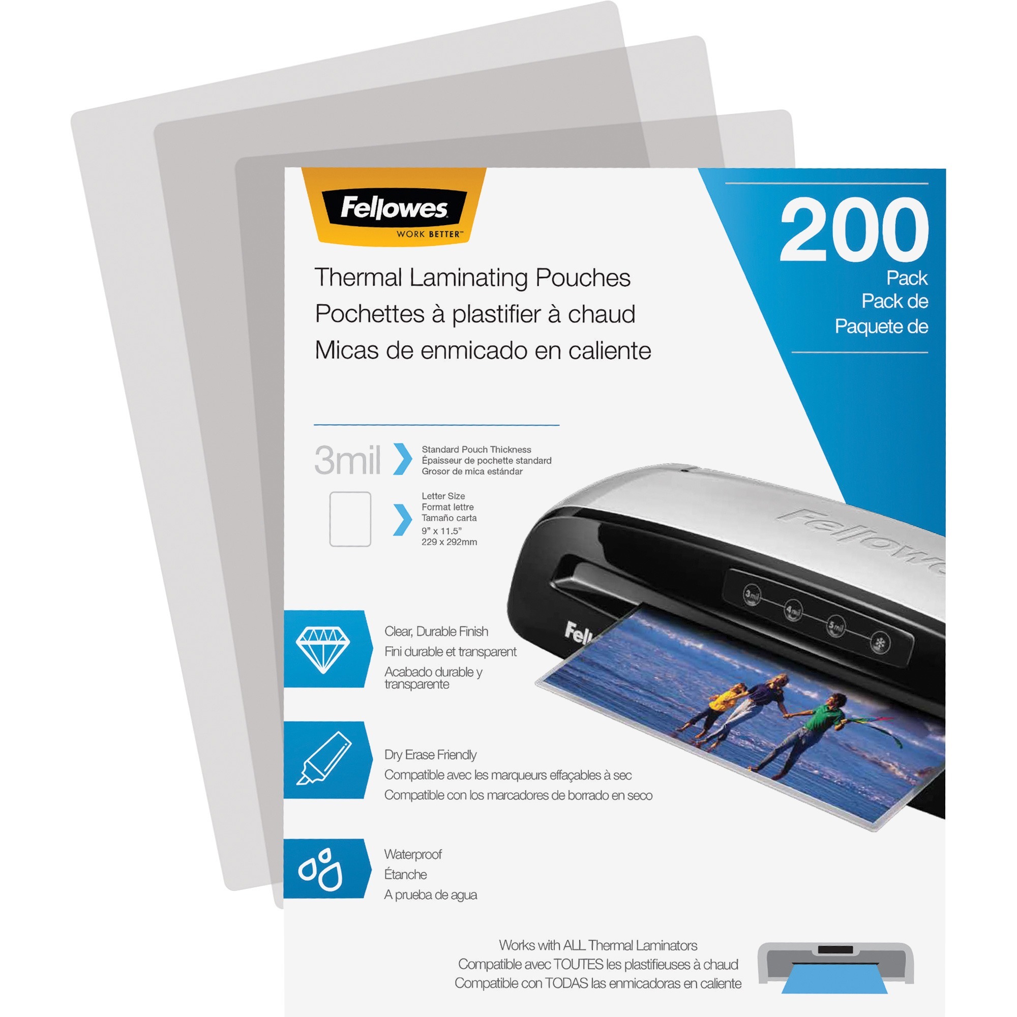 Fellowes Letter-Size Thermal Laminating Pouches - Sheet Size Supported: Letter 8.50" Width x 11" Length - Laminating Pouch/Sheet