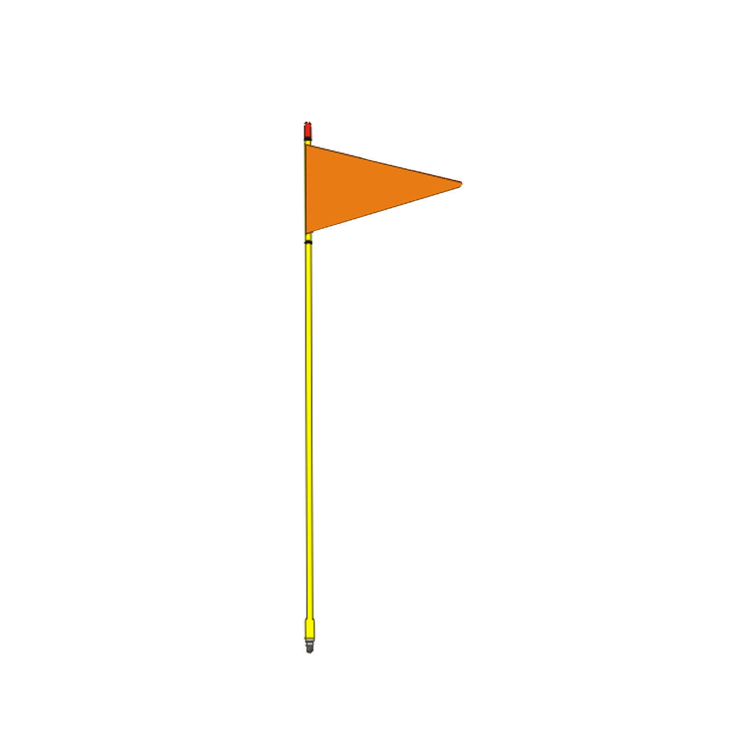 FIRESTIK - F4-G 4 FOOT YELLOW FLAGSTICK WITH ORANGE TRIANGULAR SAFETY FLAG - STANDARD 3/8"-24 BASE THREADS