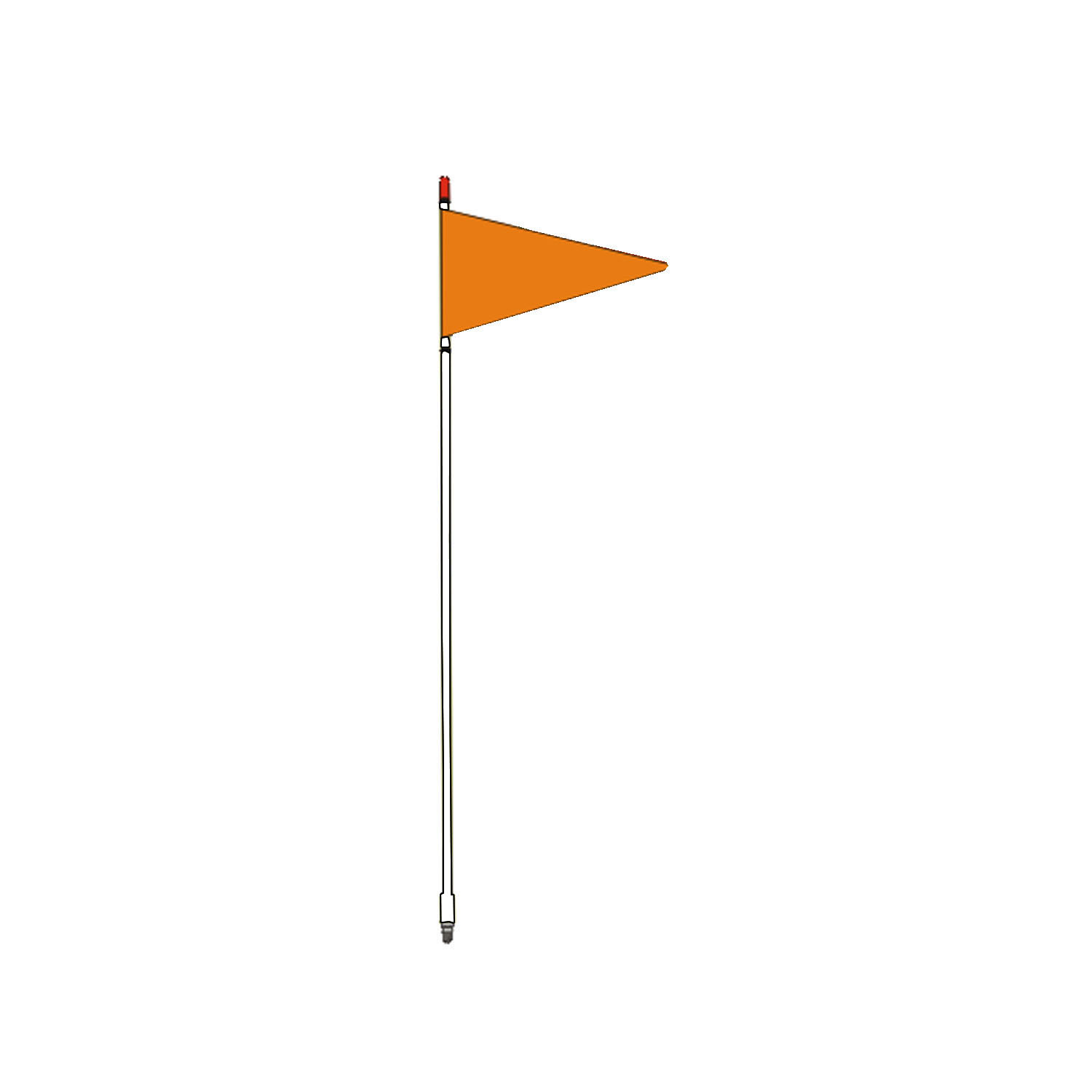 FIRESTIK - F4-W 4 FOOT WHITE FLAGSTICK WITH ORANGE TRIANGULAR SAFETY FLAG - STANDARD 3/8"-24 BASE THREADS