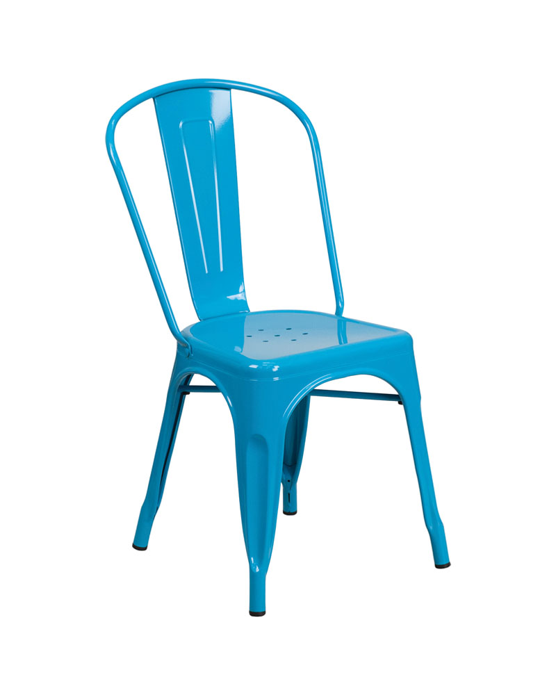 Commercial Grade Crystal Teal-Blue Metal Indoor-Outdoor Stackable Chair