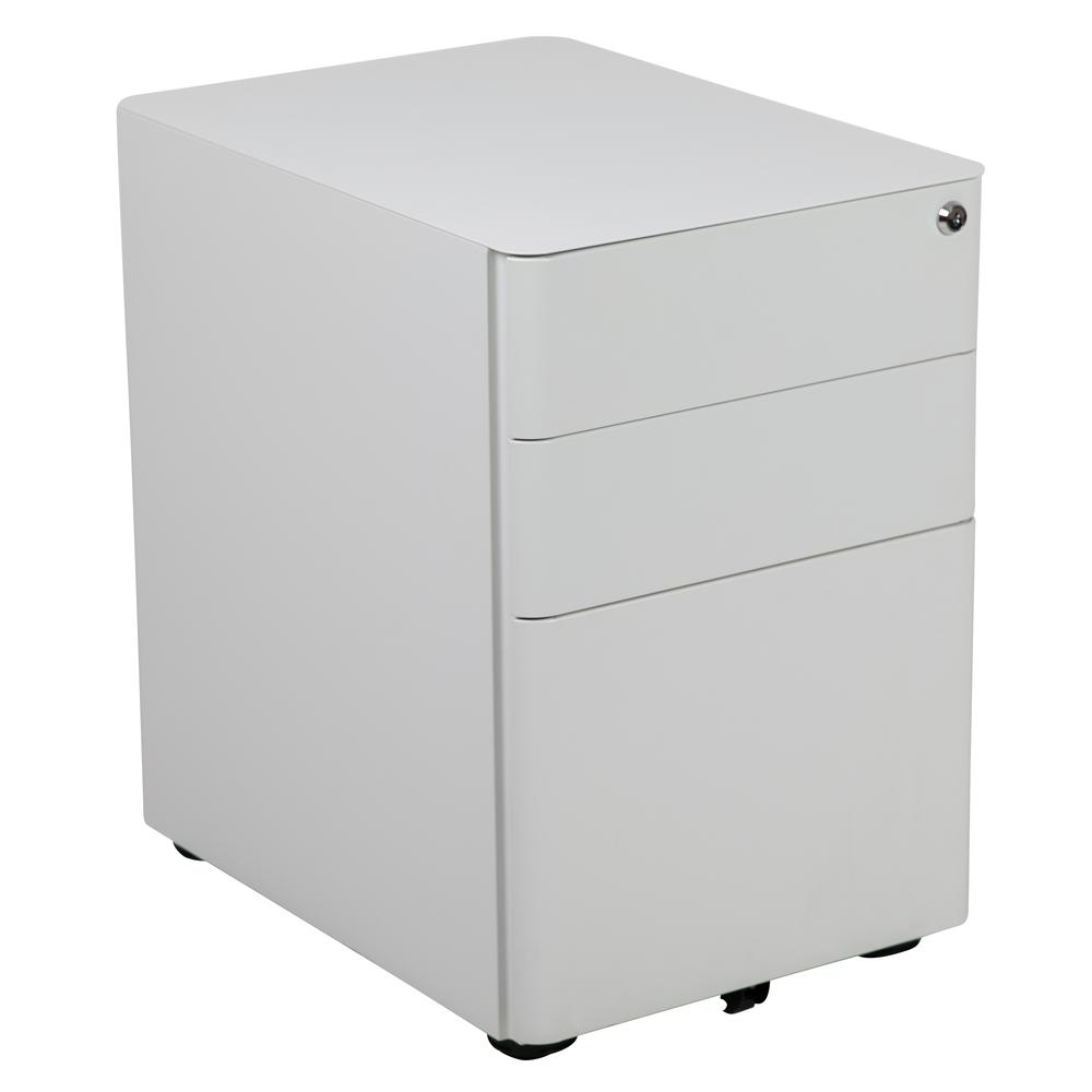 Modern 3-Drawer Mobile Locking Filing Cabinet with Anti-Tilt Mechanism and Hanging Drawer for Legal & Letter Files, White