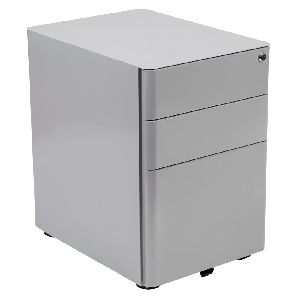 Modern 3-Drawer Mobile Locking Filing Cabinet with Anti-Tilt Mechanism and Hanging Drawer for Legal & Letter Files, Gray