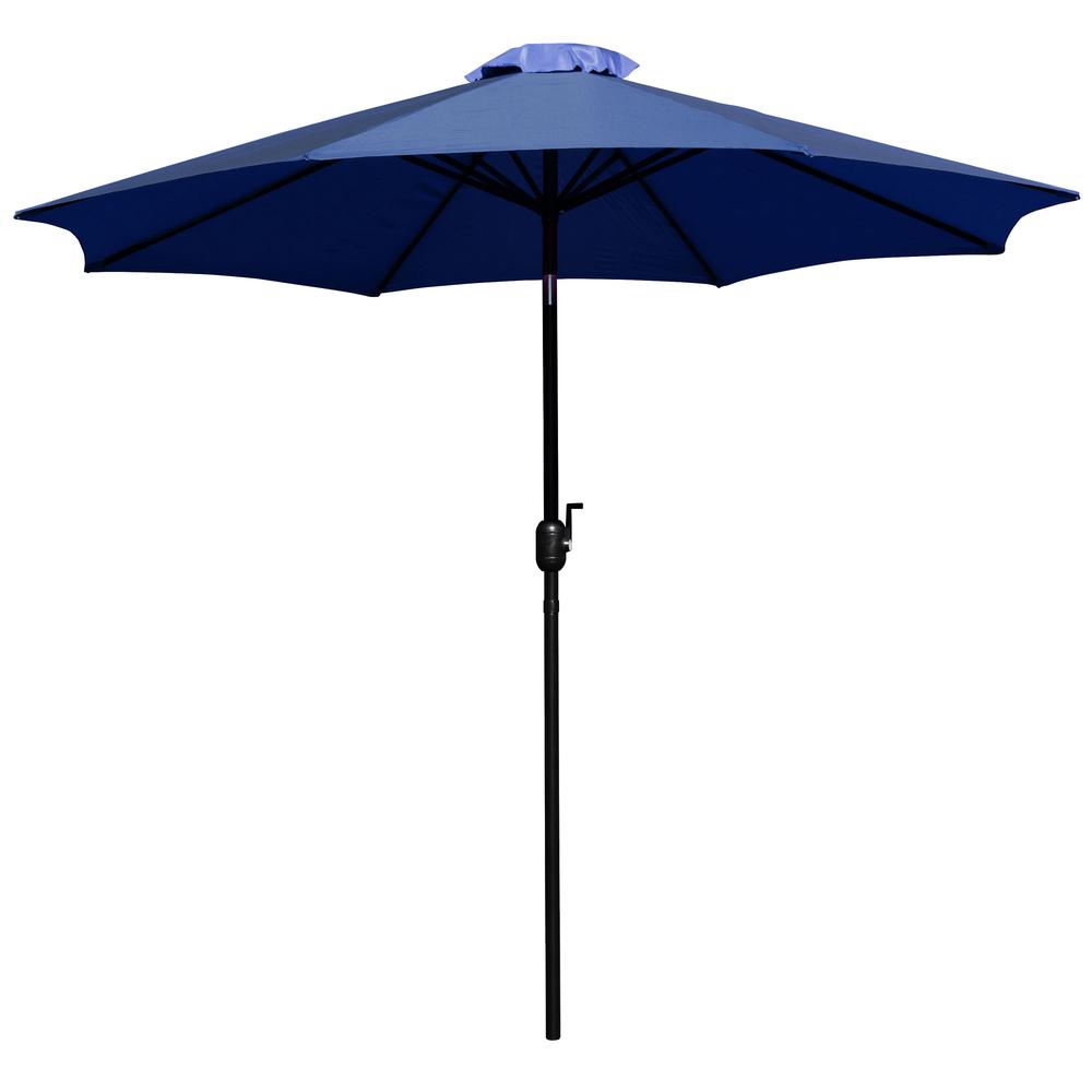 Navy 9 FT Round Umbrella with 1.5" Diameter Aluminum Pole with Crank and Tilt Function