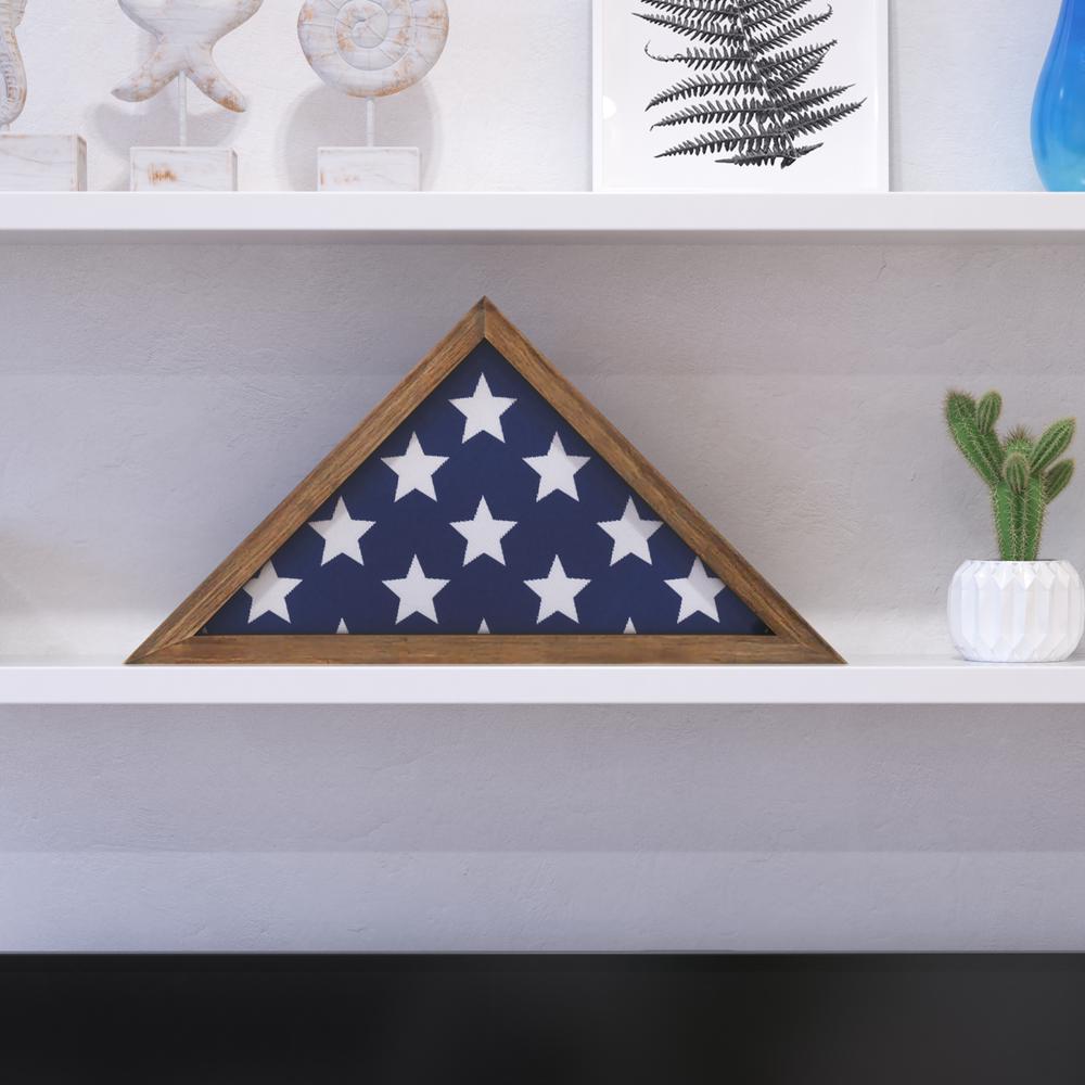 Sheehan Weathered Wood Memorial Flag Display Case - Solid Wood Military Flag Display Case for 9.5 x 5 American Veteran Flag