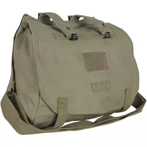 Retro Hungarian Shoulder Bag With Plain Flap - Olive Drab