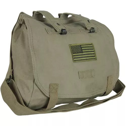 Retro Hungarian Shoulder Bag With USA Emblem - Olive Drab