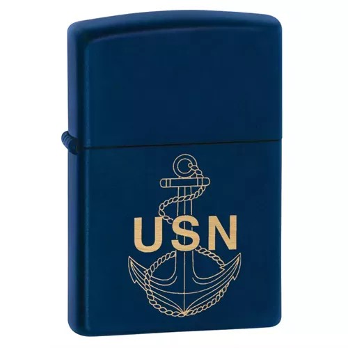 Zippo Navy Anchor Crest - Navy Matte
