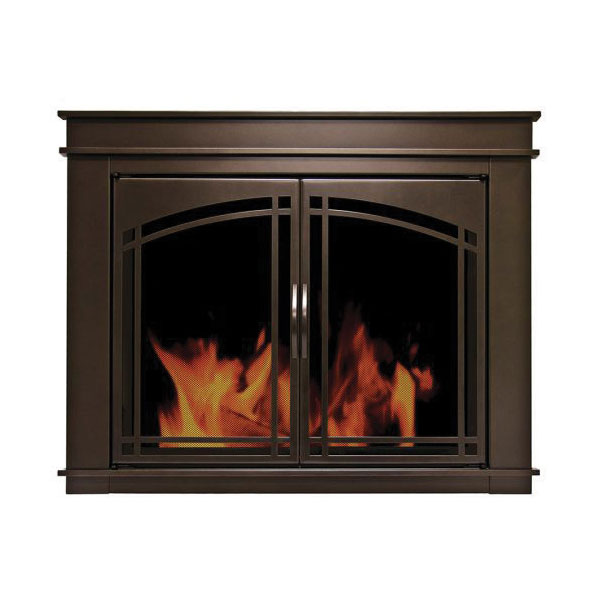 Pleasant Hearth Fenwick Small Oil Rubbed Bronze Cabinet-Style Glass Doors - FN-5700