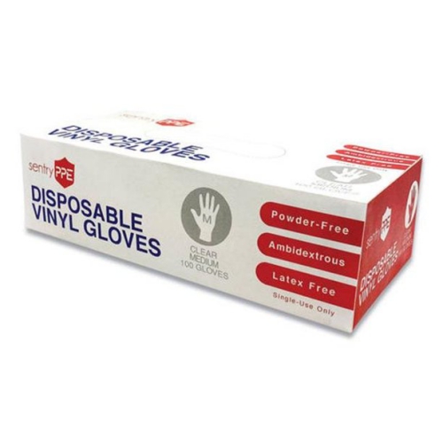 Single Use Vinyl Glove, Clear, Medium, 100/Box, 10 Boxes/Case
