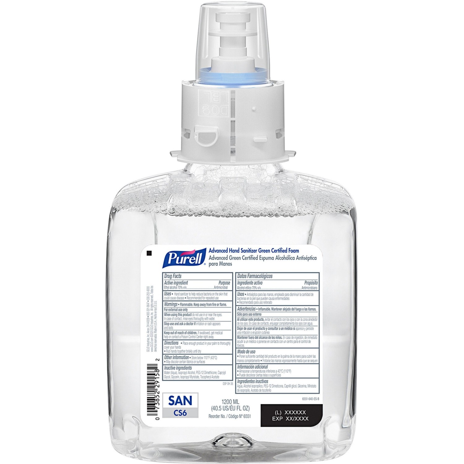 Green Certified Advanced Refreshing Foam Hand Sanitizer, For CS6, 1,200 mL, Fragrance-Free, 2/Carton
