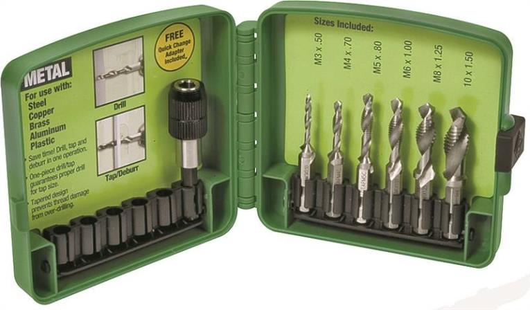 Greenlee Textron DTAPKIT Electrician'S Drilling/Tapping Tools, 6-Piece Sets