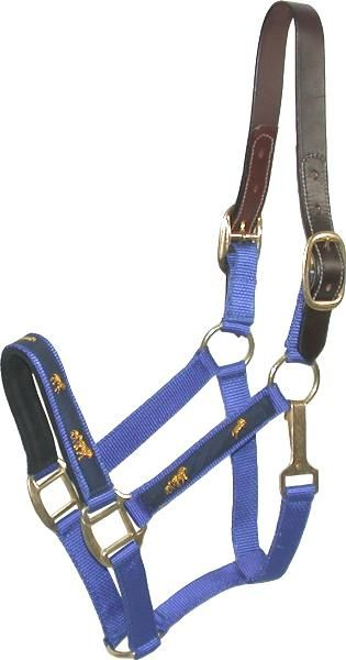 Gatsby Nylon Breakaway Halter With Horse Overlay & Snap Oversize Royal Blue