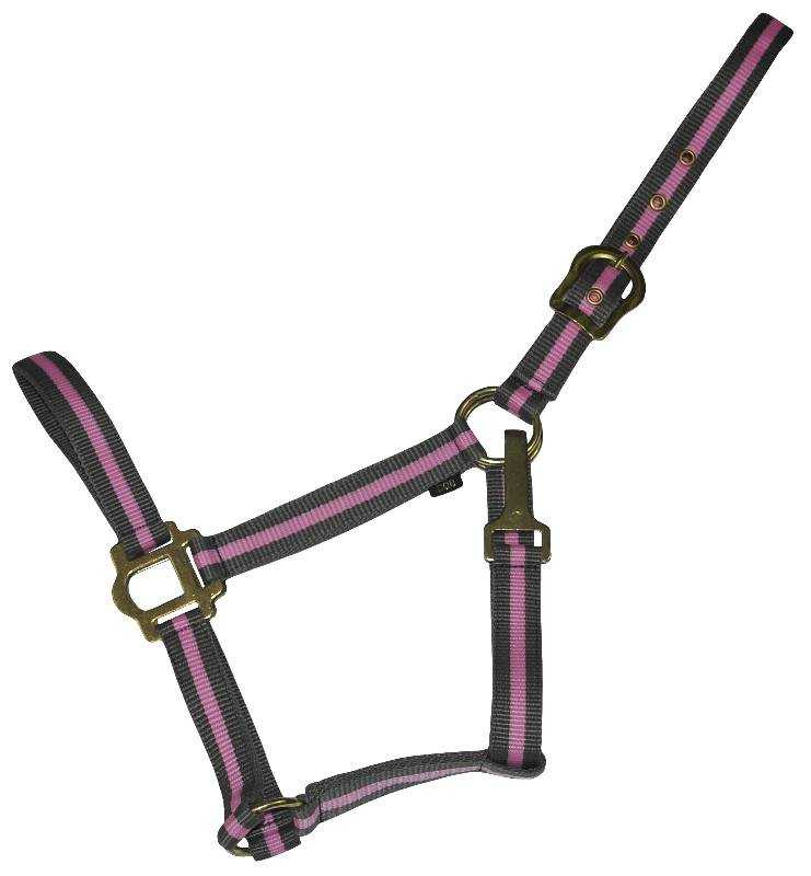 Gatsby Classic 2-Tone Nylon Halter with Snap OverSize Grey/Pink