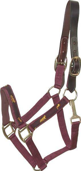 Gatsby Nylon Breakaway Halter with Horse Overlay & Snap Cob Burgundy