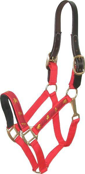 Gatsby Nylon Breakaway Halter with Horse Overlay & Snap Cob Red