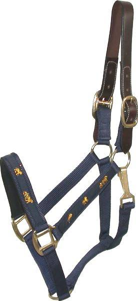 Gatsby Nylon Breakaway Halter with Horse Overlay & Snap Horse Navy