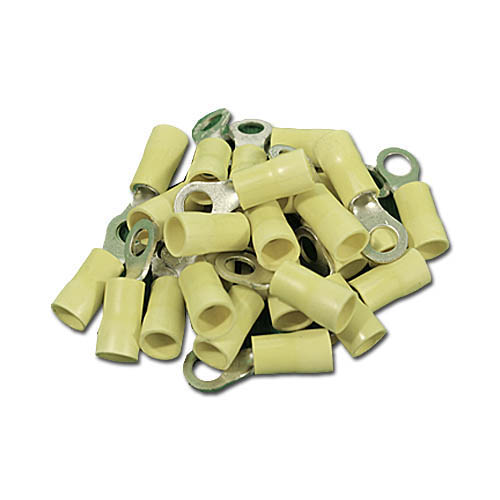 Wire Terminals, Stud #10, 12-10 Gauge, Yellow, 25 Pack