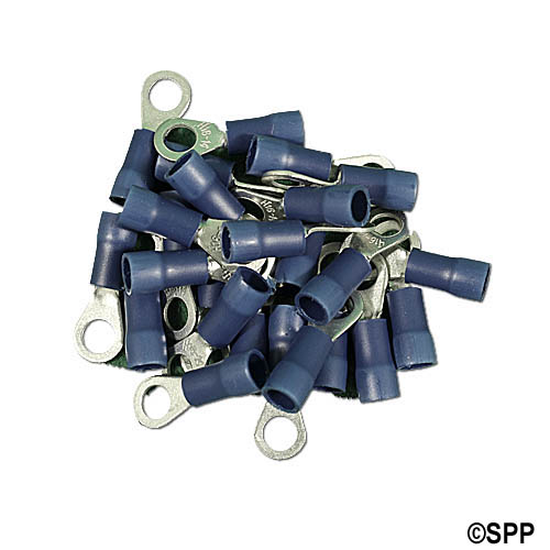 Wire Terminals, Stud #10, 16-14 Gauge, Blue, 25 Pack