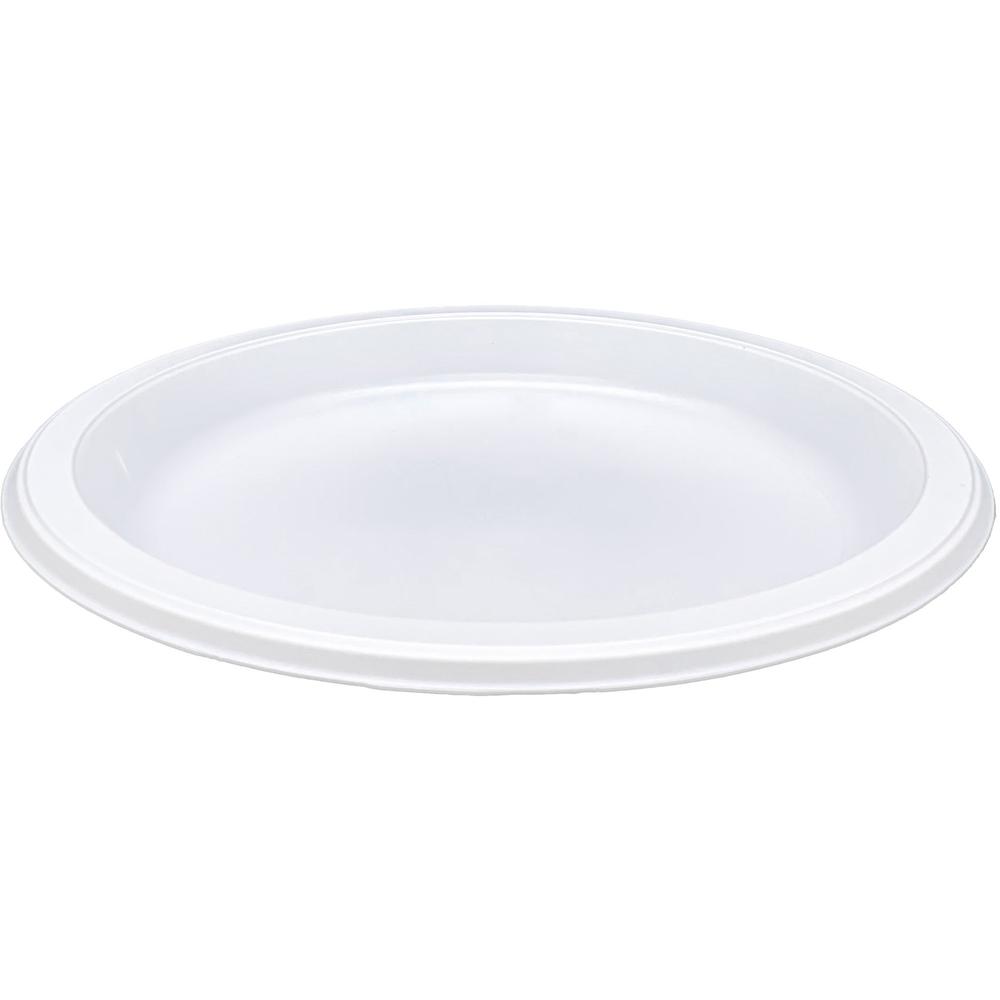 Genuine Joe 10-1/4" Large Plastic Plates - Disposable - Warm White - Plastic Body - 125 / Pack