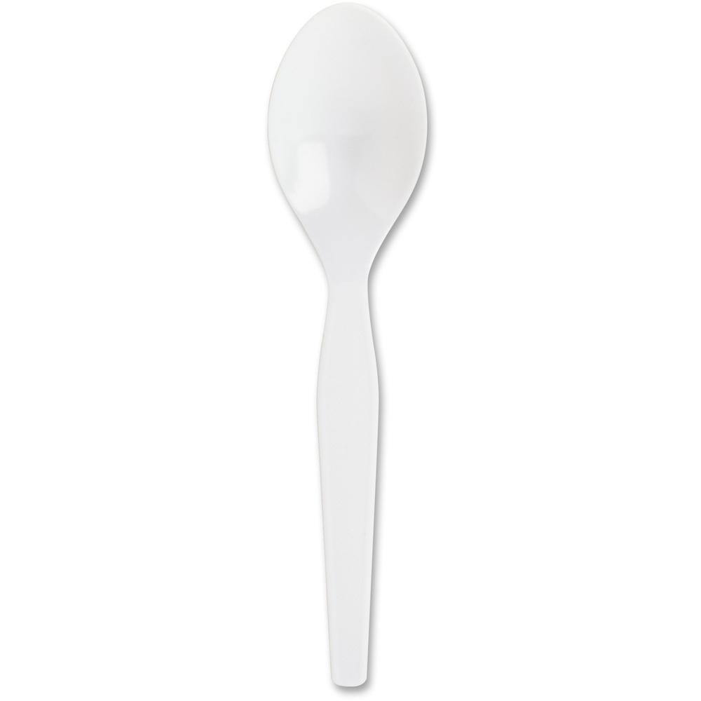 Genuine Joe Heavyweight Disposable Spoons - 100 / Box - 40/Carton - Disposable - Polystyrene - White