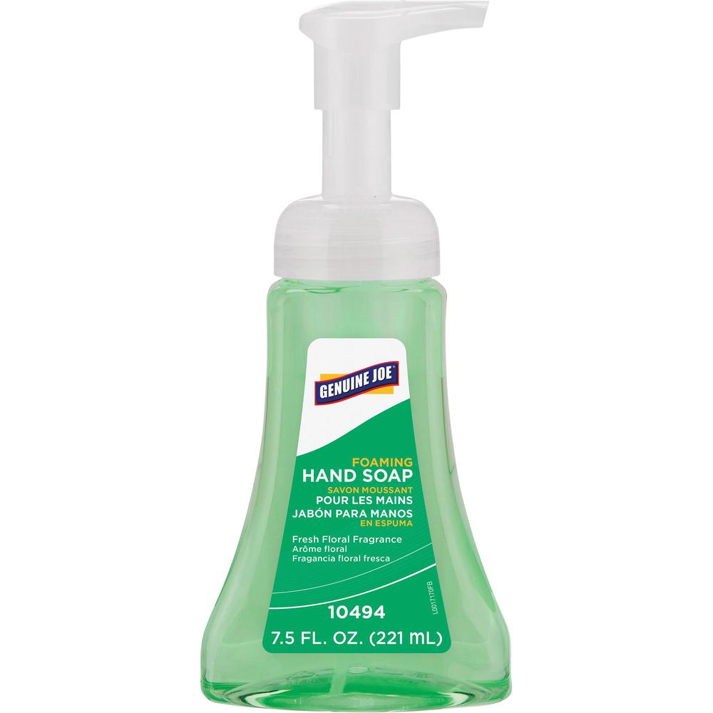 Genuine Joe Fresh Floral Foaming Hand Soap - Fresh Floral Scent - 7.5 fl oz (221.8 mL) - Hand - Green - Rich Lather, Pleasant Sc