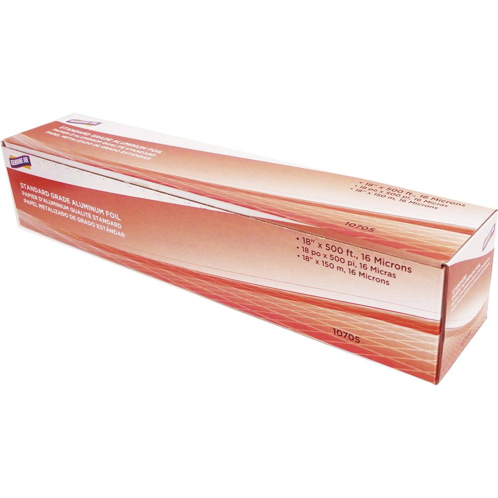 Genuine Joe Standard Grade Aluminum Foil - 18" Width x 500 ft Length - Pliable, Disposable - Aluminum Foil - Silver