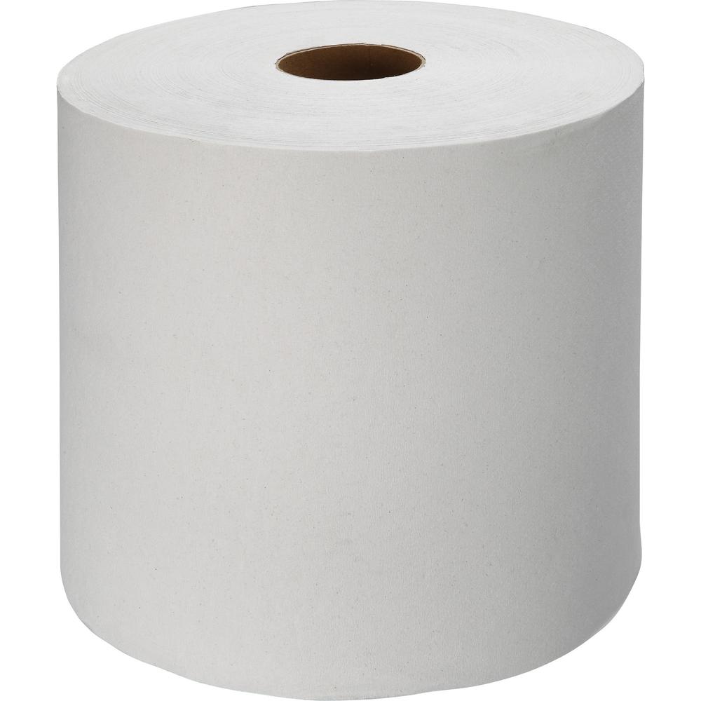 Genuine Joe Hardwound Roll Paper Towels - 7.88" x 1000 ft - White - Absorbent, Embossed, Designed - For Restroom - 6 / Carton