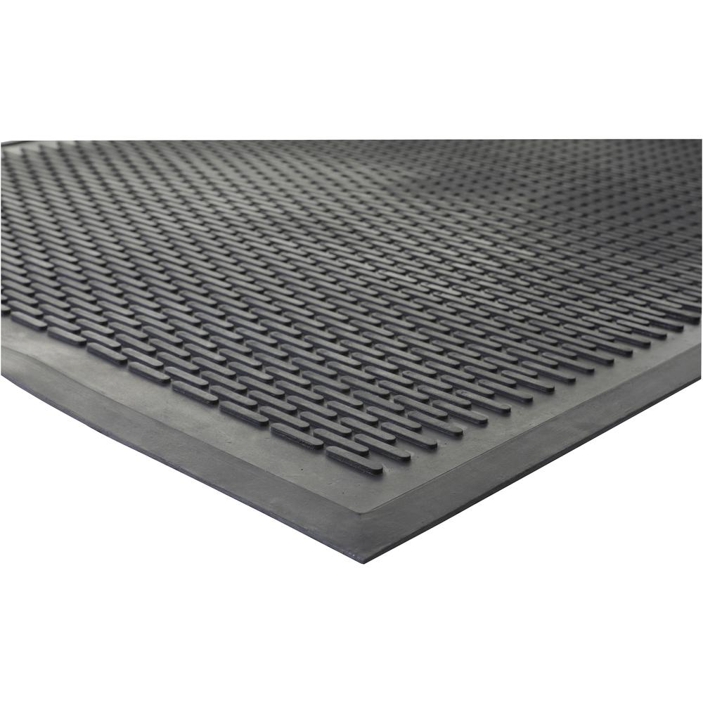 Genuine Joe Clean Step Scraper Floor Mats - Outside Entrance, Outdoor - 60" Length x 36" Width - Rubber - Black