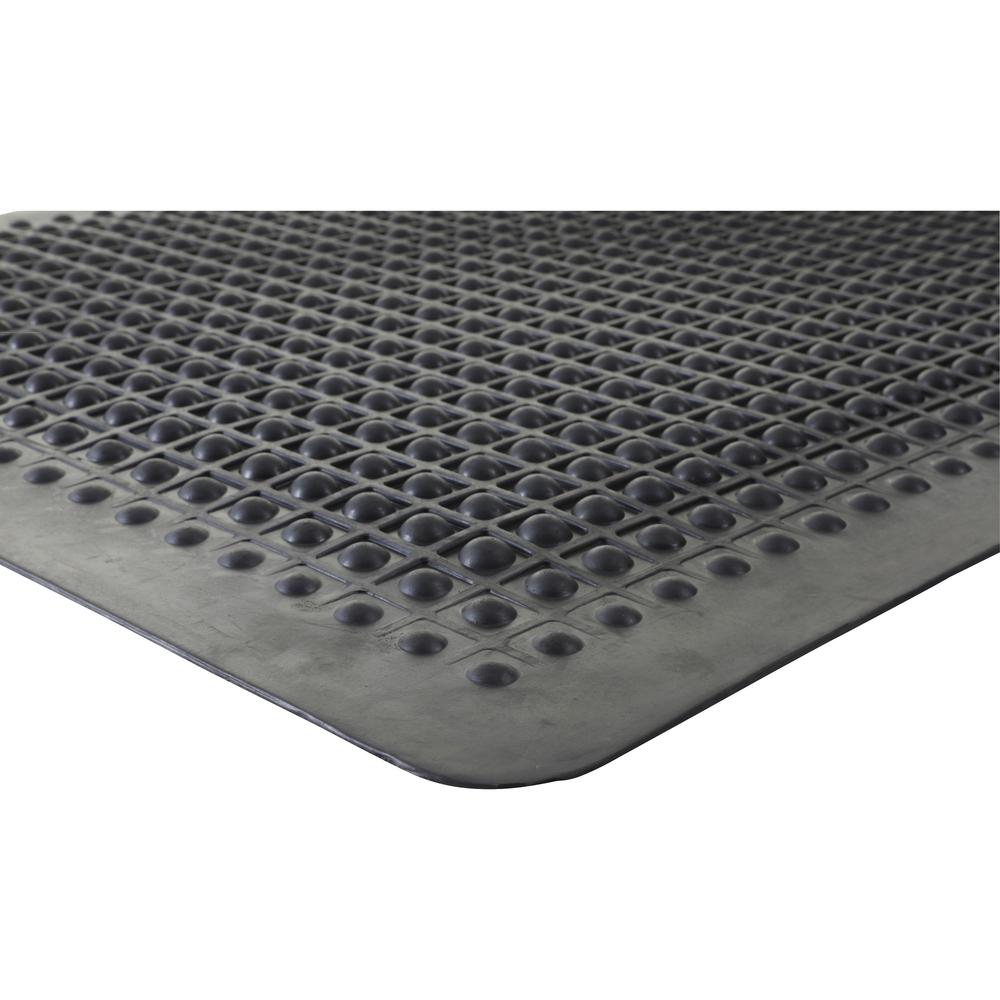 Genuine Joe Flex Step Rubber Anti-Fatigue Mats - Warehouse - 60" Length x 36" Width - Rubber - Black