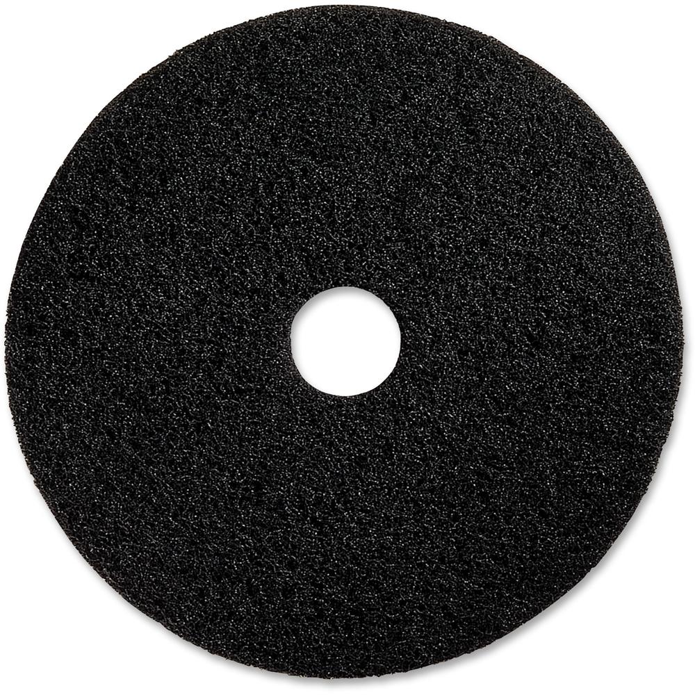 Genuine Joe Black Floor Stripping Pad - 13" Diameter - 5/Carton x 13" Diameter x 1" Thickness - Stripping - 175 rpm to 350 rpm S