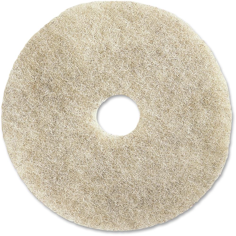 Genuine Joe 20" Natural Light Floor Pad - 20" Diameter - 5/Carton x 20" Diameter x 1" Thickness - Buffing, Floor - 1500 rpm to 3