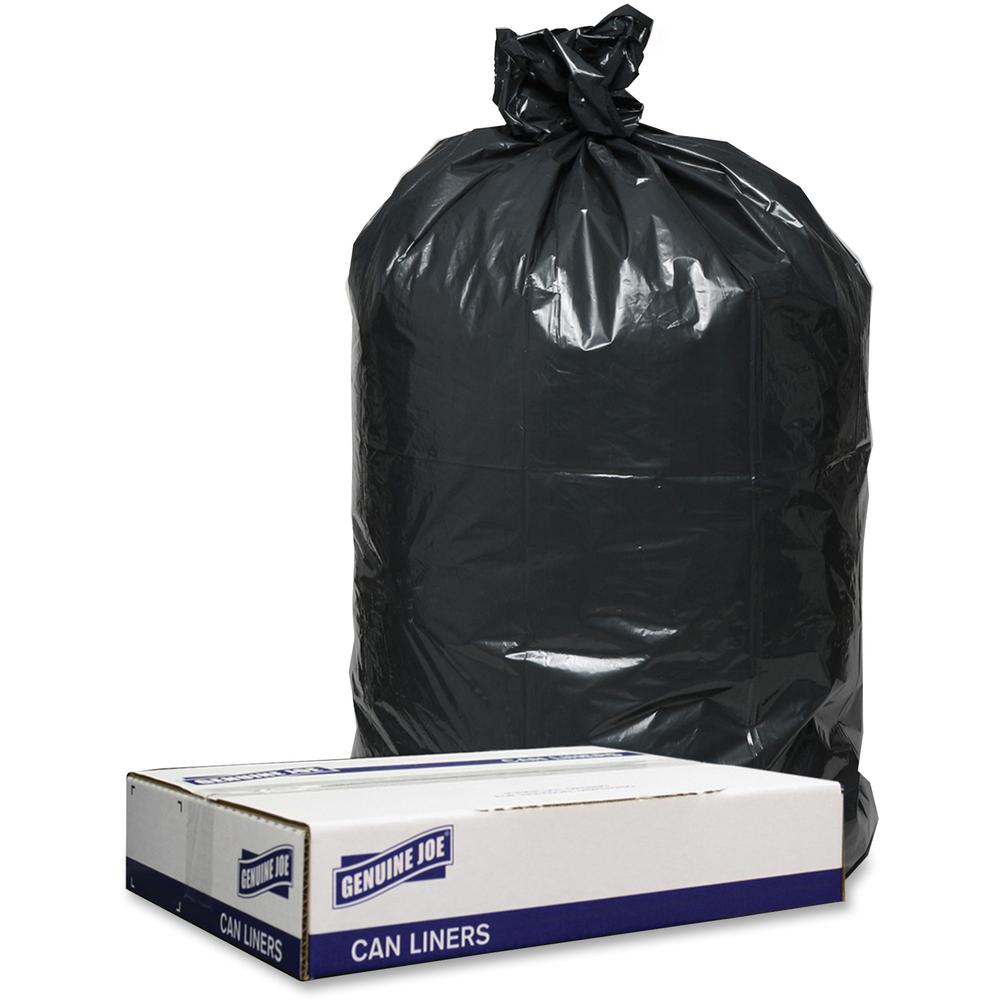 Genuine Joe Low Density Black Can Liners - 33 gal Capacity - 33" Width x 39" Length - 1.20 mil (30 Micron) Thickness - Low Densi