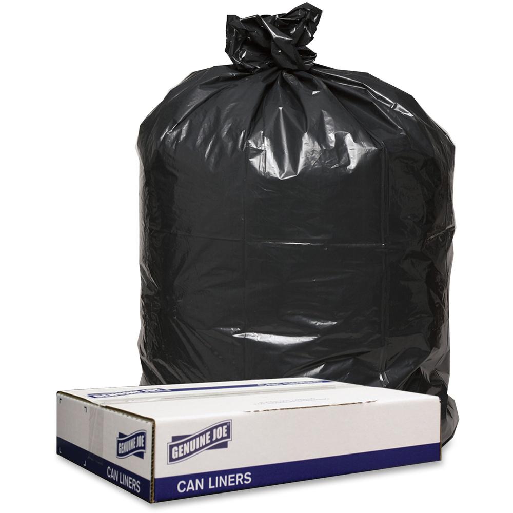 Genuine Joe Low Density Black Can Liners - 56 gal Capacity - 43" Width x 47" Length - 1.20 mil (30 Micron) Thickness - Low Densi