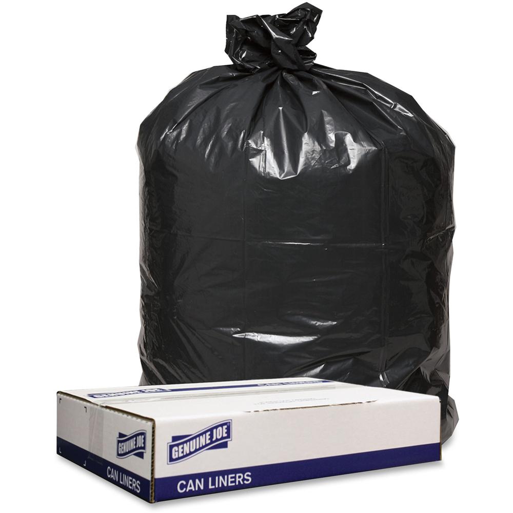 Genuine Joe Low Density Black Can Liners - 43" Width x 47" Length - 1.60 mil (41 Micron) Thickness - Low Density - Black - 100/C