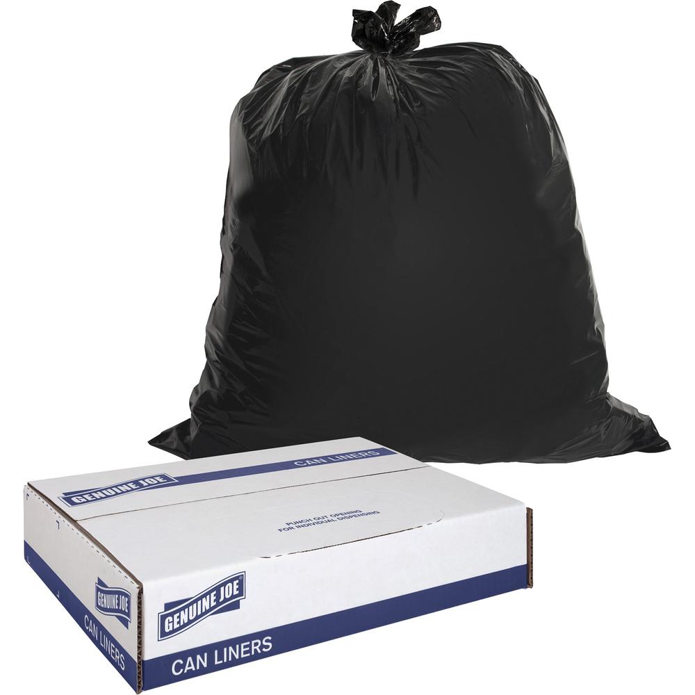 Genuine Joe Heavy-Duty Trash Can Liners - 60 gal Capacity - 39" Width x 56" Length - 1.50 mil (38 Micron) Thickness - Low Densit