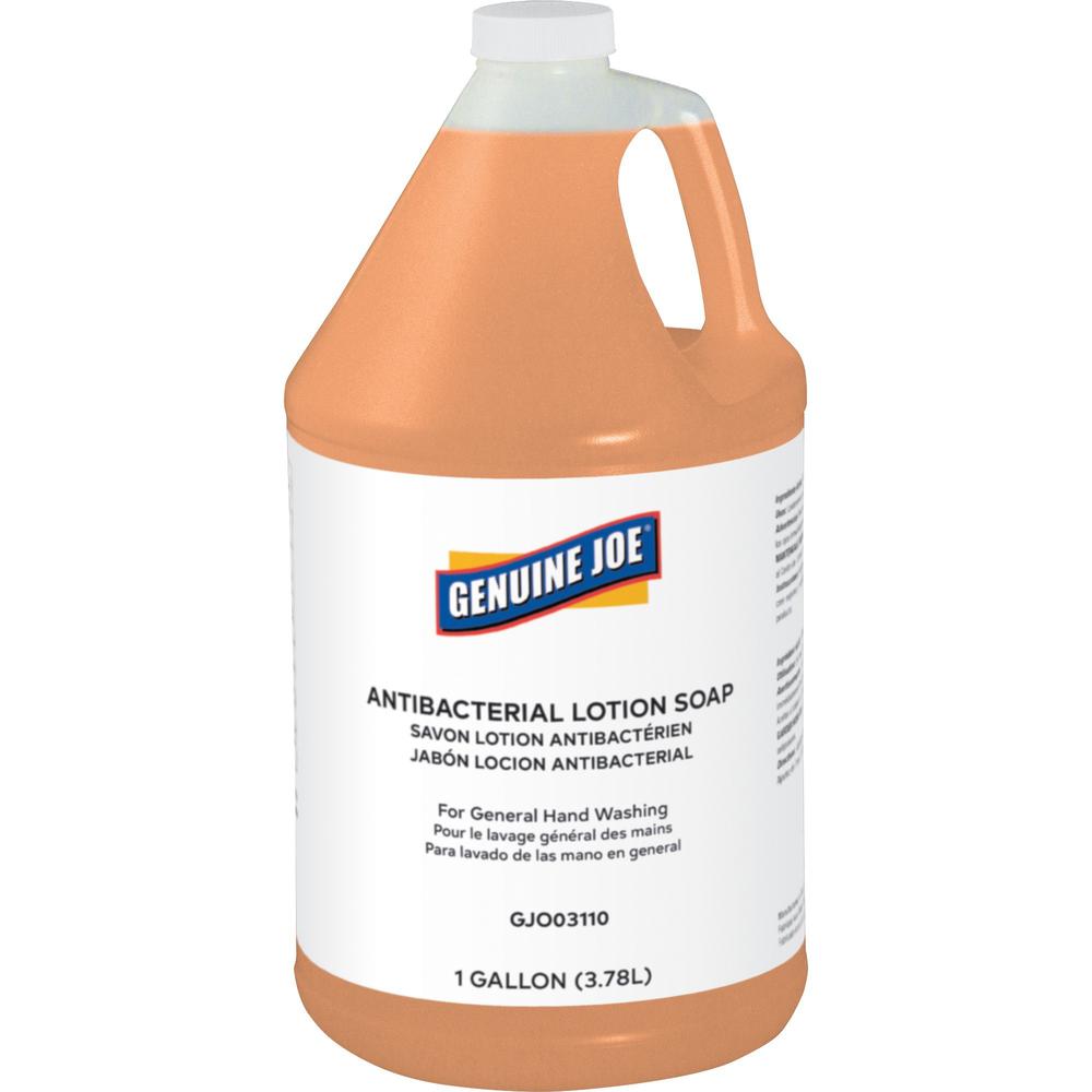 Genuine Joe Antibacterial Lotion Soap - 1 gal (3.8 L) - Bacteria Remover, Grime Remover, Dirt Remover - Hand - Orange - Anti-sep