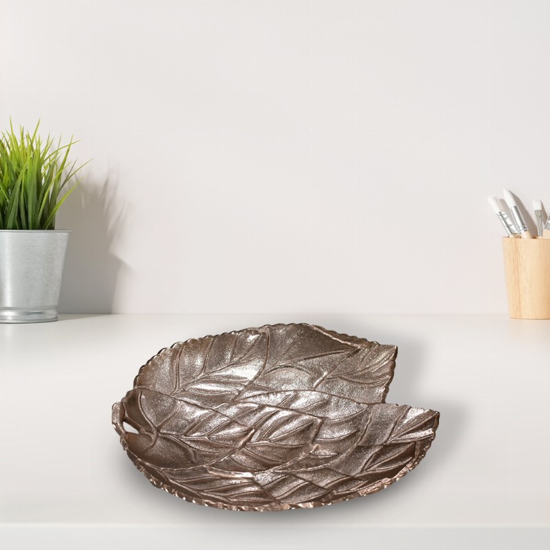 Handmade Decorative Bronze Color Coated Aluminium Tray - 14.96 x 12.99 x 2.36cm Bronze