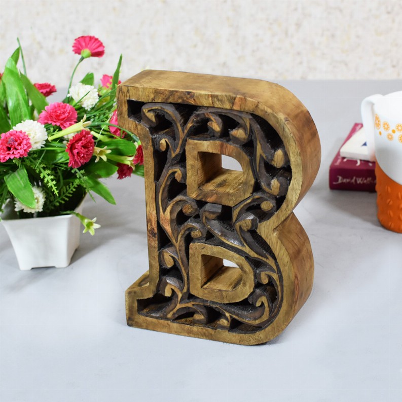 Handmade Eco-Friendly Wall Decor Alphabet Letter Block - Brown1B