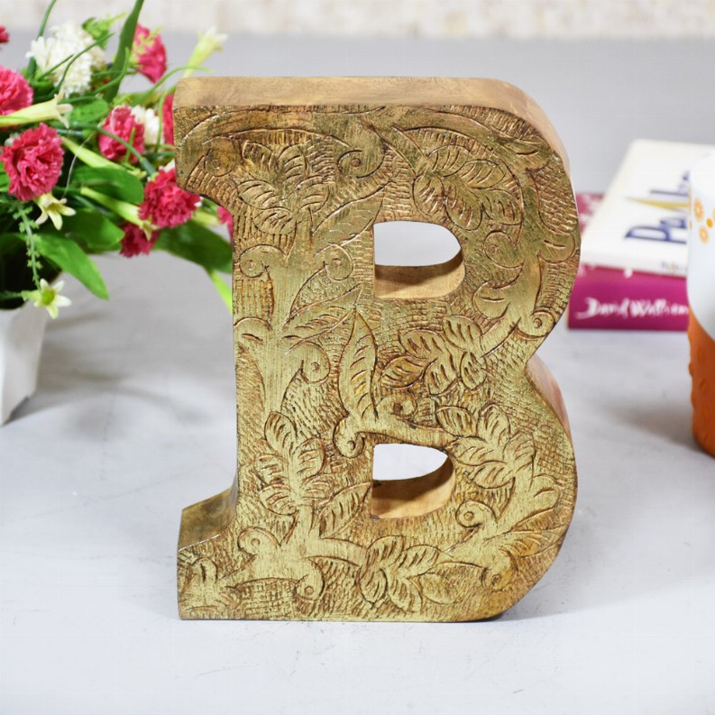 Handmade Eco-Friendly Wall Decor Alphabet Letter Block - Gold1B